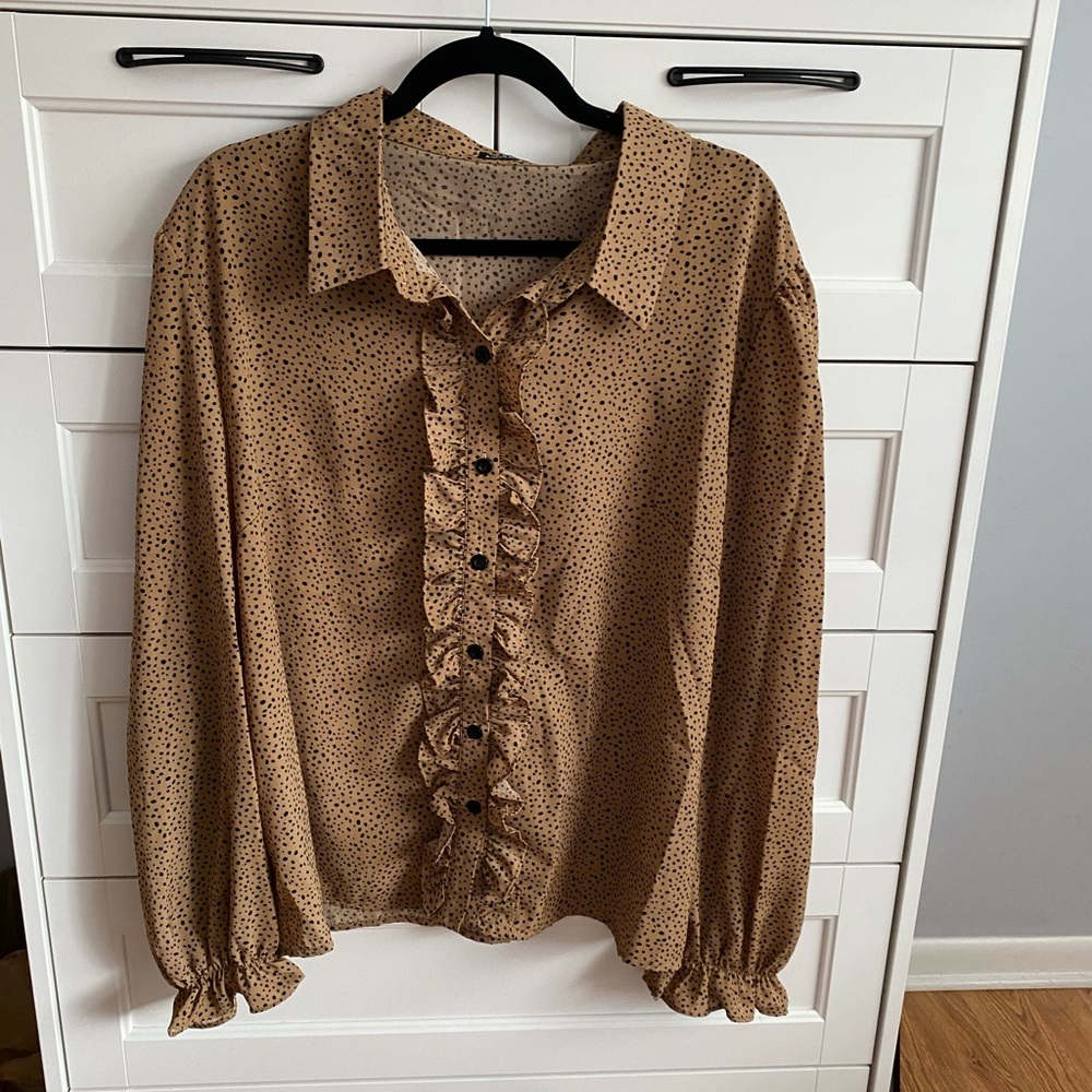 Ruffle Button-Up Blouse